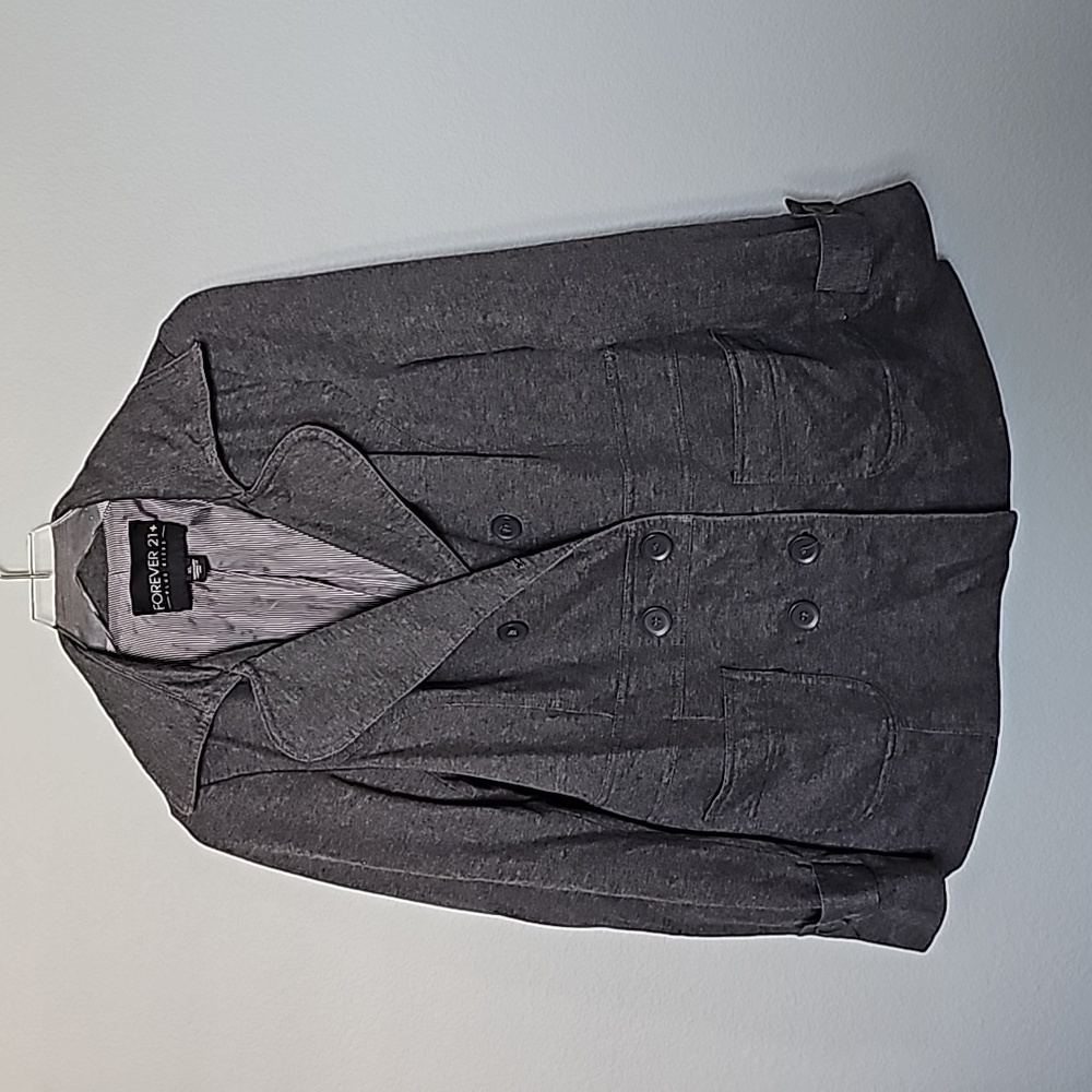 Forever 21 gray double breasted coat large